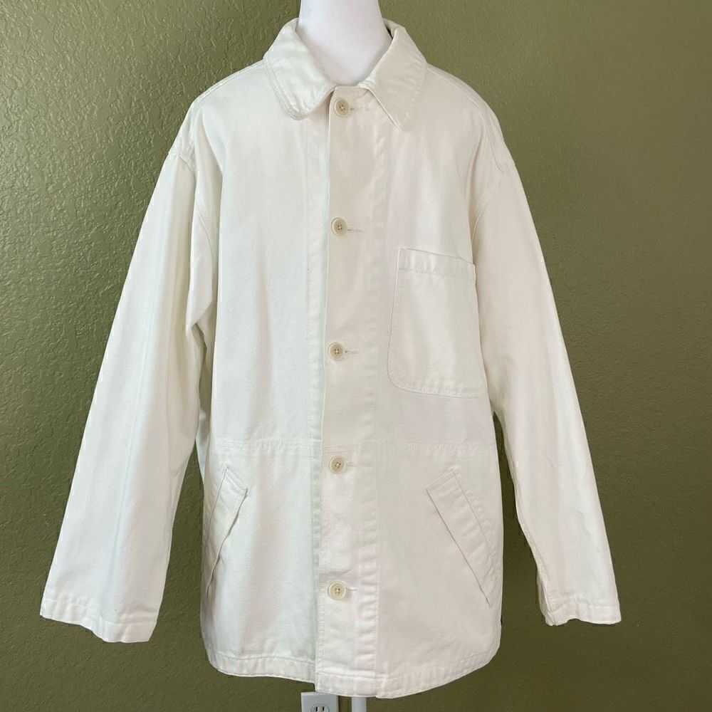 Vintage Armani Exchange Men’s Medium White Button Down Utility Shacket Jacket